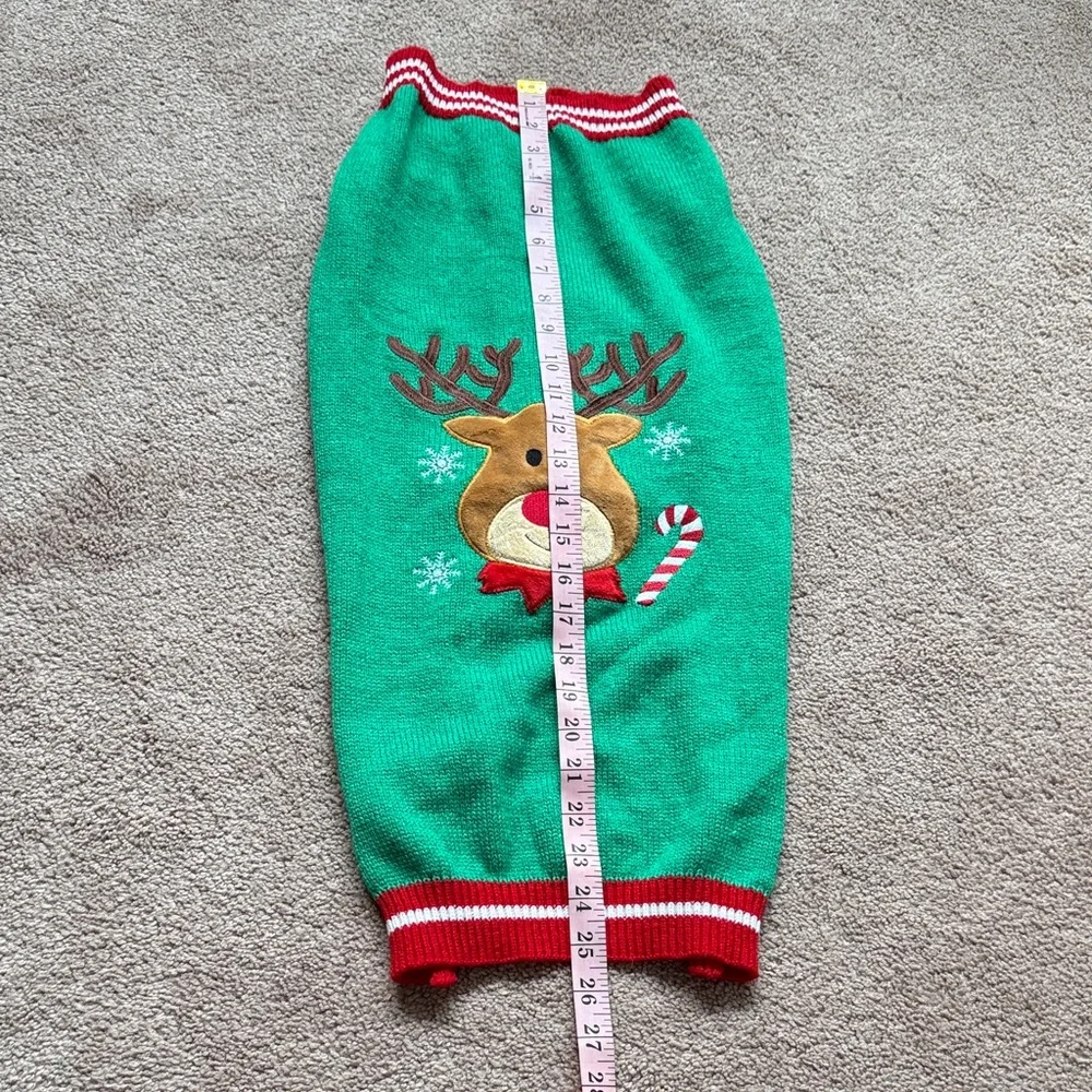 Festive Green Reindeer Dog/Pup Sweater XXL